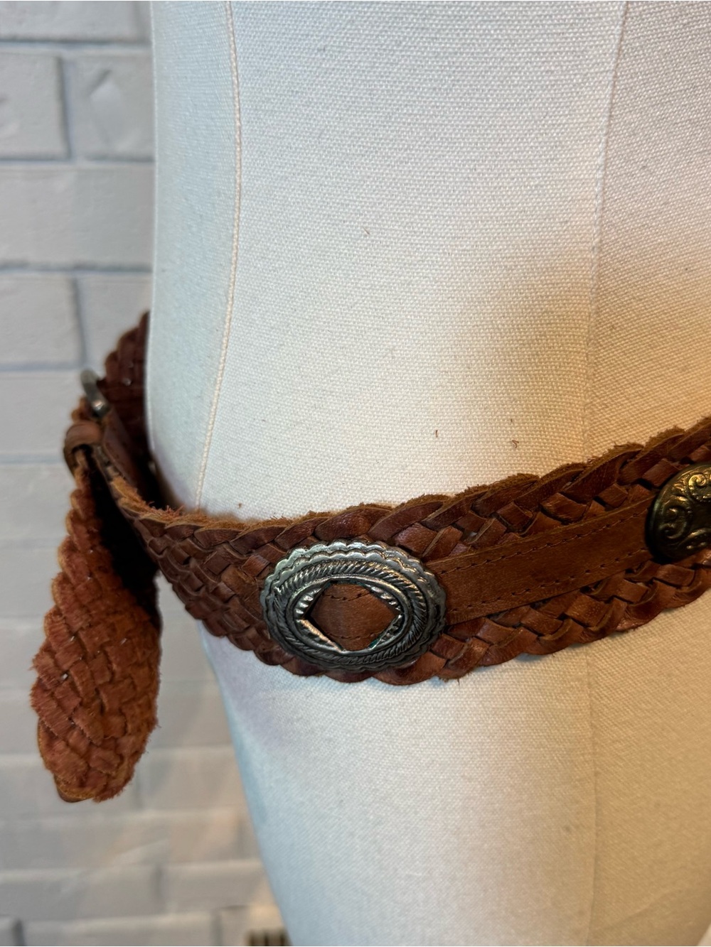 Omega Western Braided Brown Leather Belt Womens M - Picture 4 of 7